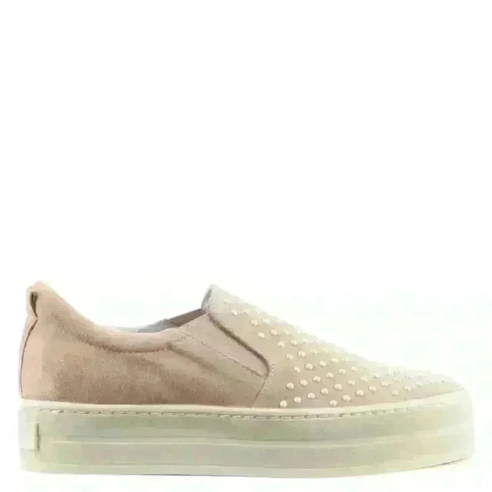 DANIEL Scilla Nude Suede Pearl Embellished Flatform Trainer sz 6
